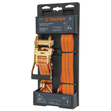  Sujetadores de Carga con Ratchet, Carga Maxima 2250kg, ideal para Trailers y Camiones, SU-2250C 19283 Truper 34.745763 Sujetado