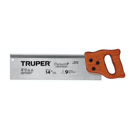  Serrucho Diamante de Costilla 14" Espesor 0.8mm DPP9, en acero alto carbono templado, STCX-14 18166 Truper 19.491525 Serrucho D