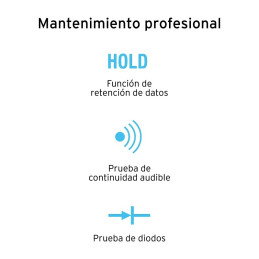 Multitester Digital, MUT-33 10401 Truper 43.220339 Multitester Digital, MUT-33 10401 Truper
Hold función de retención de datos
