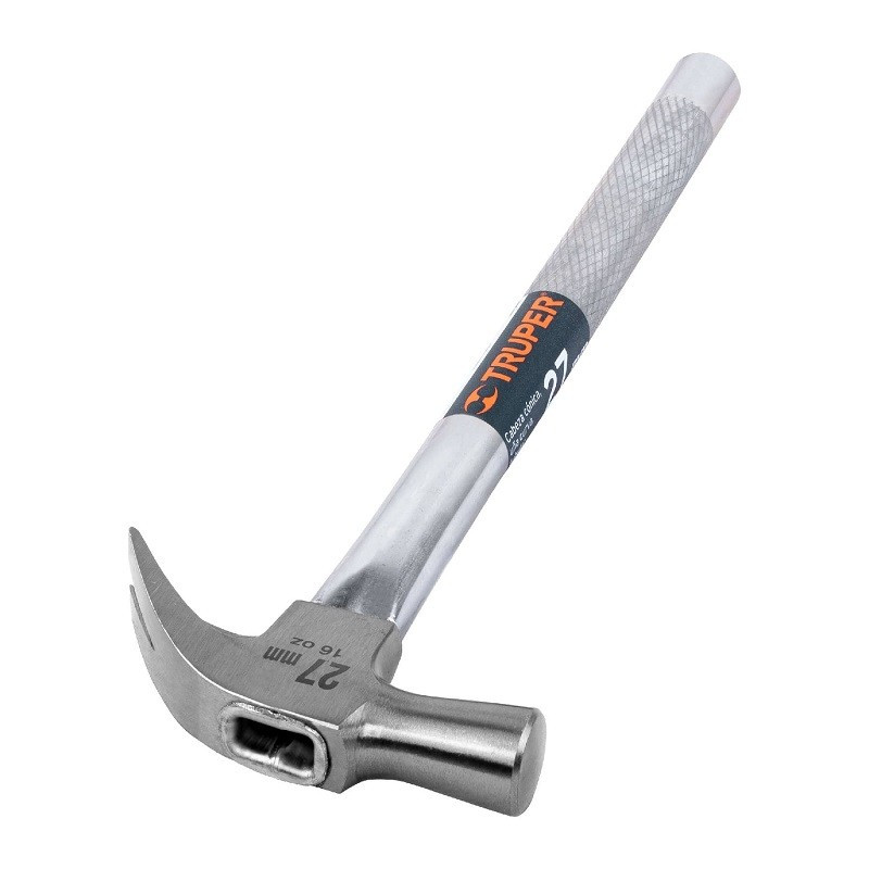  Martillo Pulido uña curva Cabeza Conica 16oz, Cara 27mm, Mango 15" Tubular Antiderrapante, MAC-27T 10914 Truper 18.644068 Marti