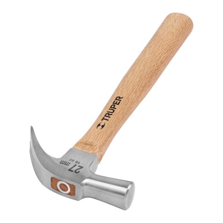  Martillo 16oz uña curva Cabeza Conica Pulidos, Boca27mm Mango13", MAC-27 10560 Truper 13.983051 Martillo 16oz uña curva Cabeza 