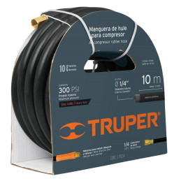  Manguera para compresor de Alta Presion de Hule 1/4" Conector Movil 10 m, MAN-AP-10-1/4 17080 Truper 50.847458 Manguera para co