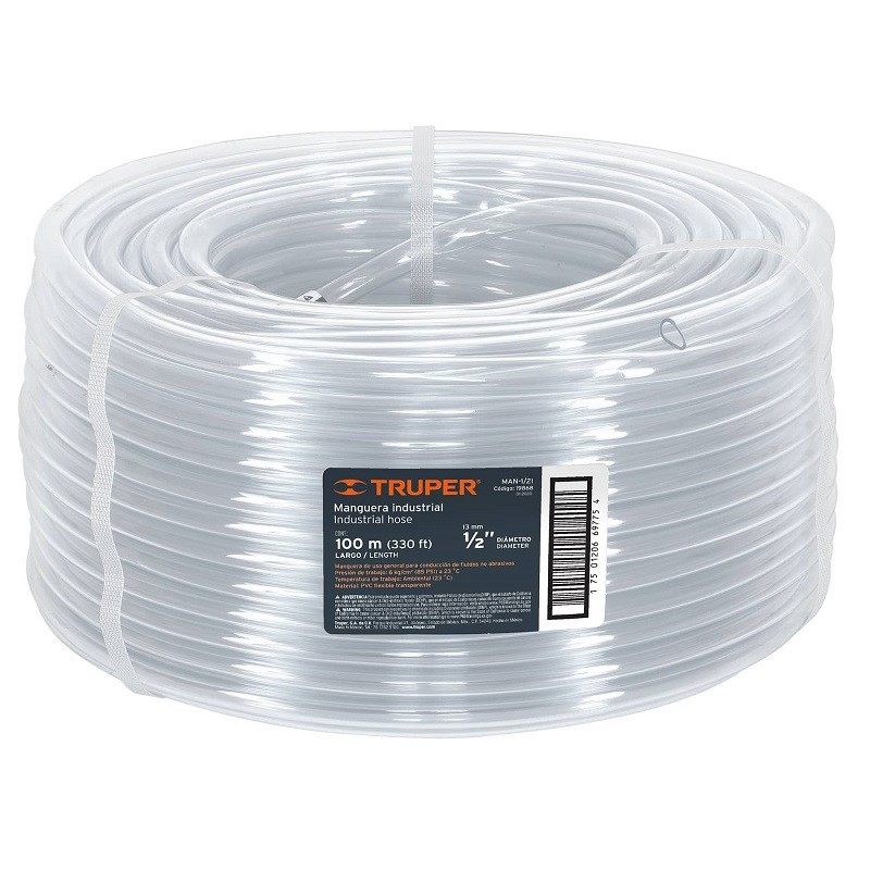  Manguera Industrial 1/2" Espesor 1.5mm, 100 Metros Peso 8.4Kg, MAN-1/2I 19868 Truper 140.677966 Manguera Industrial 1/2" Espeso