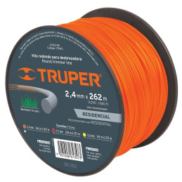  Hilo Redondo para desbrozadora 2.4mm x262M Carrete, HTR3-95 17643 Truper 50.847458 Hilo Redondo para desbrozadora 2.4mm x262M C