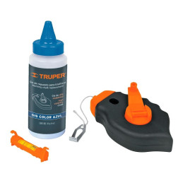  Tiralinea Plastico 30m, con repuesto y nivel, bobinado rapido, Incluye Bote de Gis, TL-50 18574 Truper 11.101695 Tiralinea Plas