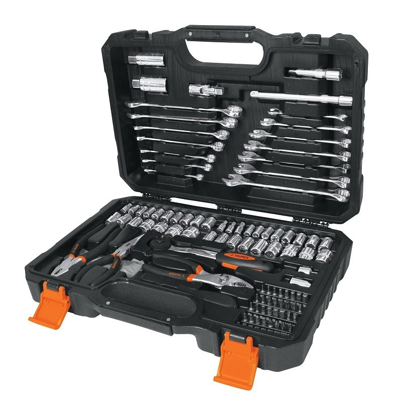  Juego de herramientas 119 Piezas con Estuche de Plastico, Encastre 1/4 " y 3/8", SET-124 17090 Truper 273.728814 Juego de herra