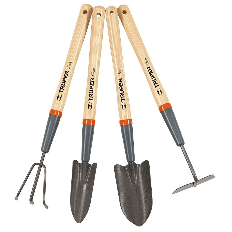  Juego de 4 Herramientas para Jardin 15 Pulgadas, Transplantador, cuchara, azadon, cultivador, JJ-4L 15040 Truper 36.440678 Jueg
