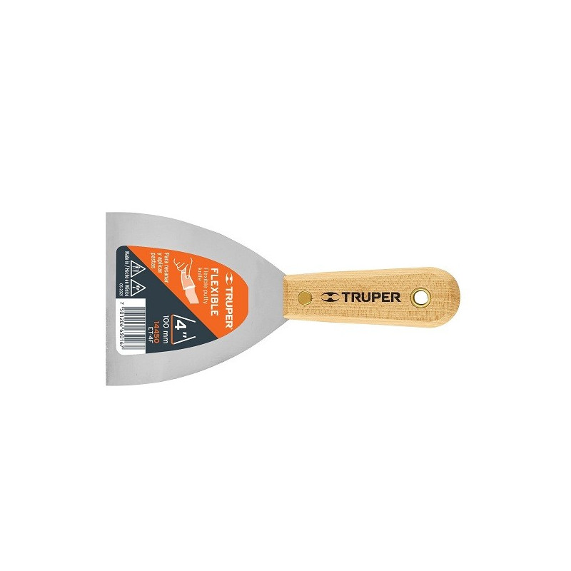  Espatula Flexible 4" Mango de Hickory Americano, acero alto carbono, Hoja Desbastada y Templada, ET-4F 14450 Truper 8.474576 Es