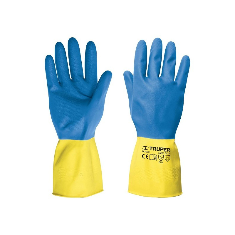 Guantes de Latex Neopreno Talla CH Antiderrapante, Interior Afelpado 0.67mm para detergentes y quimico, GU-331 13297 Truper 5.8