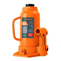  Gata de Botella 16 Toneladas, Con Tornillo de Extension, Altura Max 475 mm, GAT-16 14820 Truper 148.305085 Gata de Botella 16 T