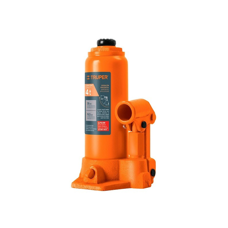  Gata de Botella 4 Toneladas, Con Tornillo de Extension, Altura Max 385 mm, GAT-4 14812 Truper 75.423729 Gata de Botella 4 Tonel