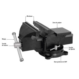  Tornillo de Banco Industrial Ancho de Mordaza 4", Apertura Max 4" Peso 4.6kg, TB-4P 26039 Pretul 97.457627 Tornillo de Banco In