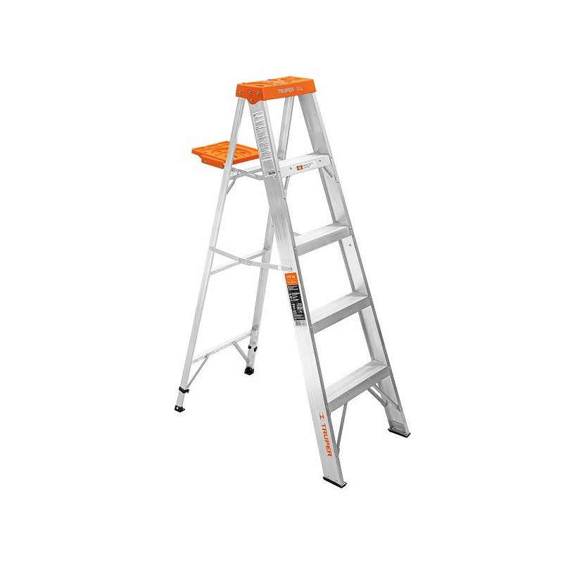  Escaleras  Tijera 4 Peldaños con Bandeja T2 Max2.7m P5.1kg EAluminio, Truper 10264 212.711864 Escalera 4 Peldaños Tipo Tijera c