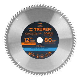  Discos Sierra para Madera 12" Centro 1", 80 Dientes de carburo de tungsteno, ST-1280E 12684 Truper 66.101695 Disco Sierra para 