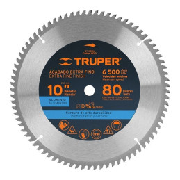  Discos Sierra para Aluminio 10" Centro 5/8", 80 Dientes de carburo de tungsteno, ST-1080A 18310 Truper 55.084746 Disco Sierra p