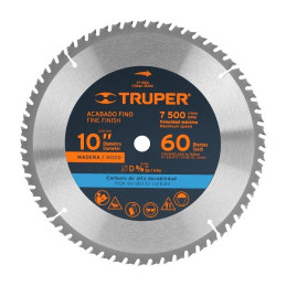  Discos Sierra para Madera 10" Centro 5/8", 60 Dientes de carburo de tungsteno, ST-1060 18306 Truper 40.677966 Disco Sierra para