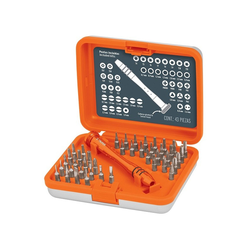  Desarmadores Juegos 42 Puntas MAluminio electronica y Presicion Truper 14163 29.661017 Desarmador de joyero Juego 42 Puntas, Ma