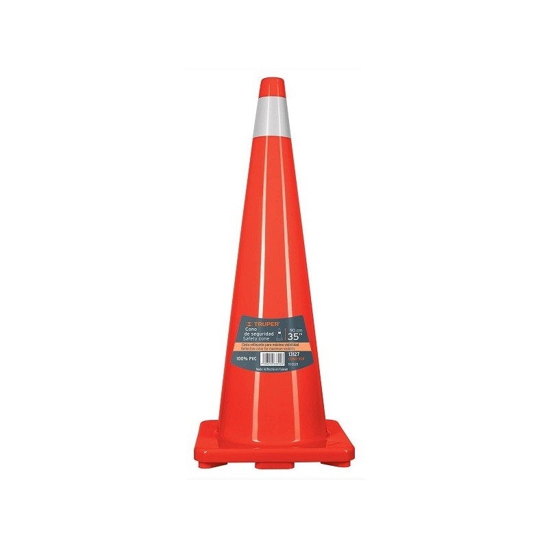  Conos de Precaucion 90 cm con Reflejante 10 cm de PVC, Resistente a Impactos, Peso 3.65 kg, CONO-90R 13127 Truper 89.830508 Con