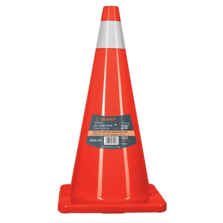  Conos de Precaucion 70 cm con Reflejante 10 cm de PVC, Resistente a Impactos, Peso 2.50 kg, CONO-70R 13123 Truper 61.016949 Con