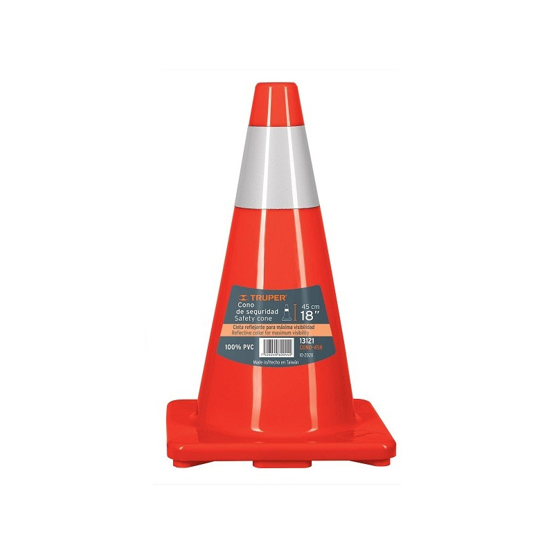  Conos de Precaucion 45 cm con Reflejante 10 cm de PVC, Resistente a Impactos, Peso 1.05 kg, CONO-45R 13121 Truper 28.813559 Con