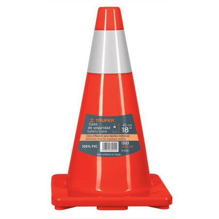  Conos de Precaucion 45 cm con Reflejante 10 cm de PVC, Resistente a Impactos, Peso 1.05 kg, CONO-45R 13121 Truper 28.813559 Con