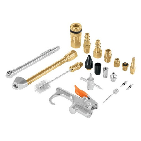  Juego de 18 accesorios neumaticos, para Limpiar, Inflar y Calibrar, 1/4 NPT, Conexion Rapida, JAN-18 19079 Truper 61.016949 Jue