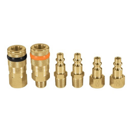  Juego de Acoples y Conectores de Laton 6 Piezas, Conexion Rapida, 1/4 NPT, CORAL-6 18075 Truper 30.508475 Juego de Acoples y Co