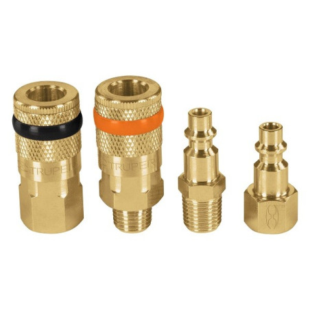  Juego de Acoples y Conectores de Laton 4 Piezas, Conexion Rapida, 1/4 NPT, CORAL-4 19080 Truper 25.423729 Juego de Acoples y Co