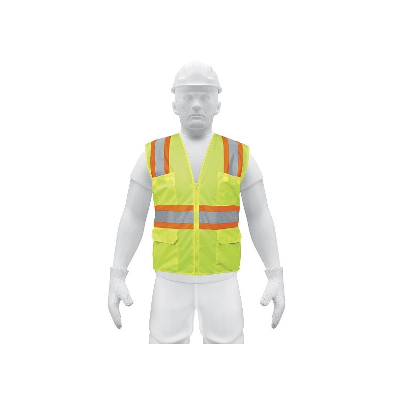  Chaleco de Seguridad Unitalla Verde Cintas Dobles 2" con cierre y 6 Bolsillos Alta Visibilidad, CHS-700V 13476 Truper 18.644068