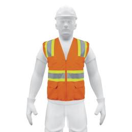  Chaleco de Seguridad Unitalla Naranja Cintas Dobles 2" con cierre y 6 Bolsillos Alta Visibilidad, CHS-700N 13475 Truper 18.6440