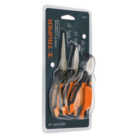  Juego de Alicates 3, miniatura Comfort Grip acero al cromo vanadio, JGO-PM-3 18215 Truper 31.355932 Juego de Alicates 3, miniat