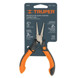  Alicate de punta redonda 4 13/16" Confort Grip acero al cromo vanadio, PM-PR4 17370 Truper 10.59322 Alicate de punta redonda 4 