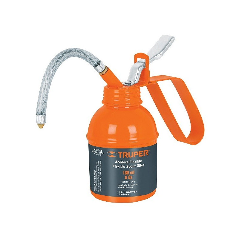 Aceiteras con aplicador flexible boquilla con punta de laton 180 ml, ACEF-180 14870 Truper 8.220339 Aceiteras con aplicador fle