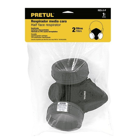 Respirador 2 Filtros Sin Cartuchos incluye Valvula de Exhalacion, Bandas Elasticas Ajustable, RES-2-P 23391 Pretul 22.881356 Re