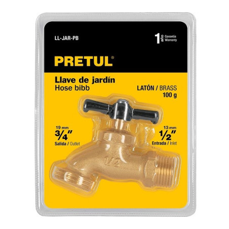  Caño para Jardin Conexion Roscada Macho 1/2" Salida 3/4", de Laton 100g En Blister, LL-JAR-PB 23145 Pretul 8.898305 Caño para J