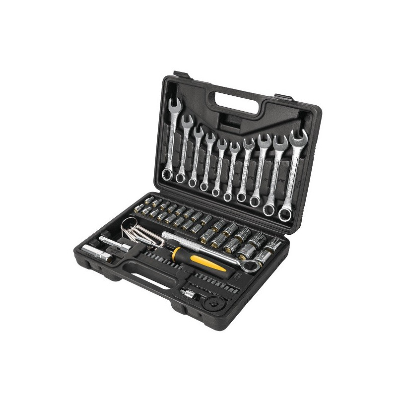  Juego de herramientas 70 Piezas con Estuche de Plastico, Encastre 1/4 " y 3/8", SET-73 22981 Pretul 73.728814 Juego de herramie
