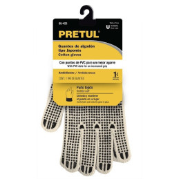  Guantes de Algodón Unitalla con puntos de PVC en palma y dorso, puño tejido, GU-PU-P 21830 Pretul 3.389831 Guantes de Algodón U