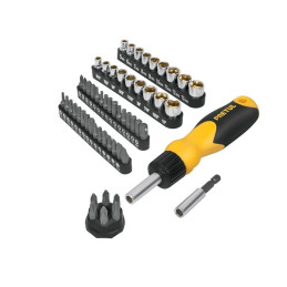  Juego Desarmadores Multipunta 35 Puntas y 18 dados Tipo Ratchet, Porta puntas Magnetico , AUTO-61 22976 Pretul 35.59322 Juego D