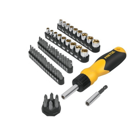  Juego Desarmadores Multipunta 35 Puntas y 18 dados Tipo Ratchet, Porta puntas Magnetico , AUTO-61 22976 Pretul 35.59322 Juego D