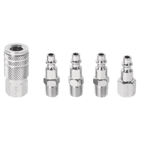  Juego de Acople F y Conectores de Acero Cromado 5 Piezas, Cuerda 1/4 NPT, CORAL-5P 27021 Pretul 10.169492 Juego de Acople F y C