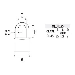  Candados 45mm S6 2llaves Hermex 43429 20.338983 Candado Pulido de Alta seguridad 45mm Seguridad 6, Incluyen 2 llaves Tradiciona