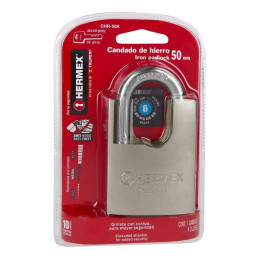  Candados Acorazado 50mm S6 Hierro 3llaves Anti-Ganzua Hermex 43313 16.610169 Candado Acorazado de Hierro 50mm Seguridad 6, cier