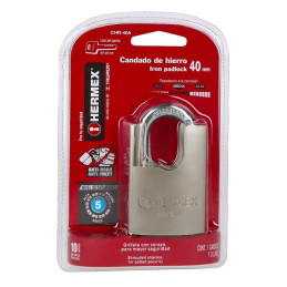  Candados Acorazado 40mm S5 Hierro 3llaves Anti-Ganzua Hermex 43312 13.983051 Candado Acorazado de Hierro 40mm Seguridad 5, cier