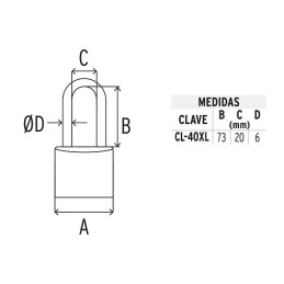  Candados 40mm S5 ExtraLargo 2llaves Hermex 43441 11.355932 Candado Pulido de Alta seguridad extra largo 40mm Seguridad 5, Inclu