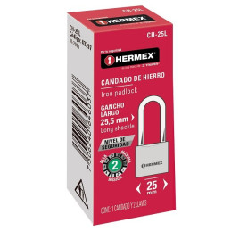  Candados 25mm S2 Hierro GanchoLargo 2llaves Hermex 43797 3.728814 Candado de Hierro Arco Largo 25mm Seguridad 2, 2 llaves tradi
