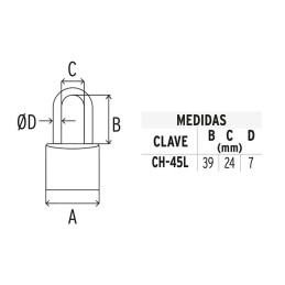  Candados 45mm S4 Hierro GanchoLargo 2llaves Hermex 43324 8.474576 Candado de Hierro Arco Largo 45mm Seguridad 4, 2 llaves tradi