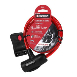  Cables de Seguridad con llave 10mm 1m, en acero con cubierta PVC, Incluyen 2 llaves tipo automotriz, CB-10C 43922 Hermex 13.389
