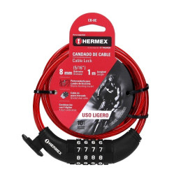  Cables de Seguridad de combinacion 8mm 1m, en acero con cubierta PVC, 4 Combinaciones, CB-8C 43924 Hermex 12.457627 Cable de Se