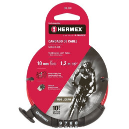  Cables de Seguridad de combinacion 10mm 1.20m, en acero con cubierta PVC, 4 Combinaciones, CB-10C 43925 Hermex 14.067797 Cable 