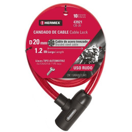 Cables de Seguridad con llave 20mm 1.20m, en acero con cubierta PVC, Incluyen 2 llaves tipo automotriz, CB-20 43921 Hermex 28.8
